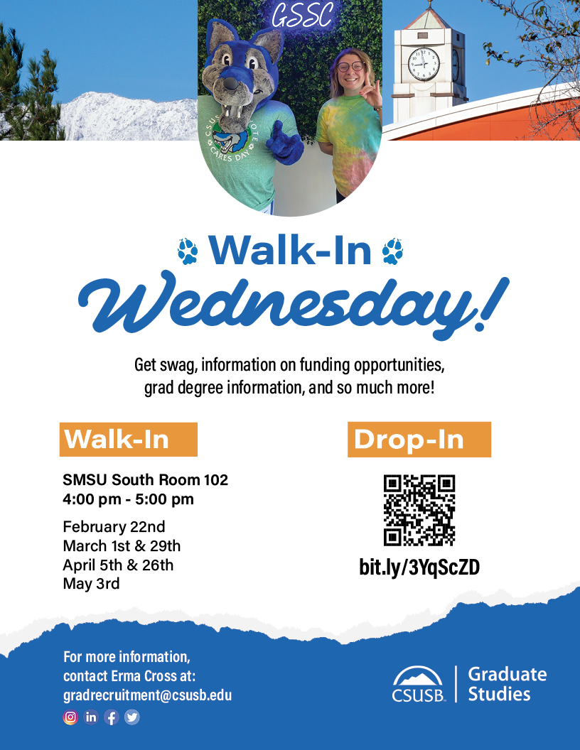 Walk-In Wednesday Drop-In Sessions at GSSC, 4:00 - 5::00 on select days